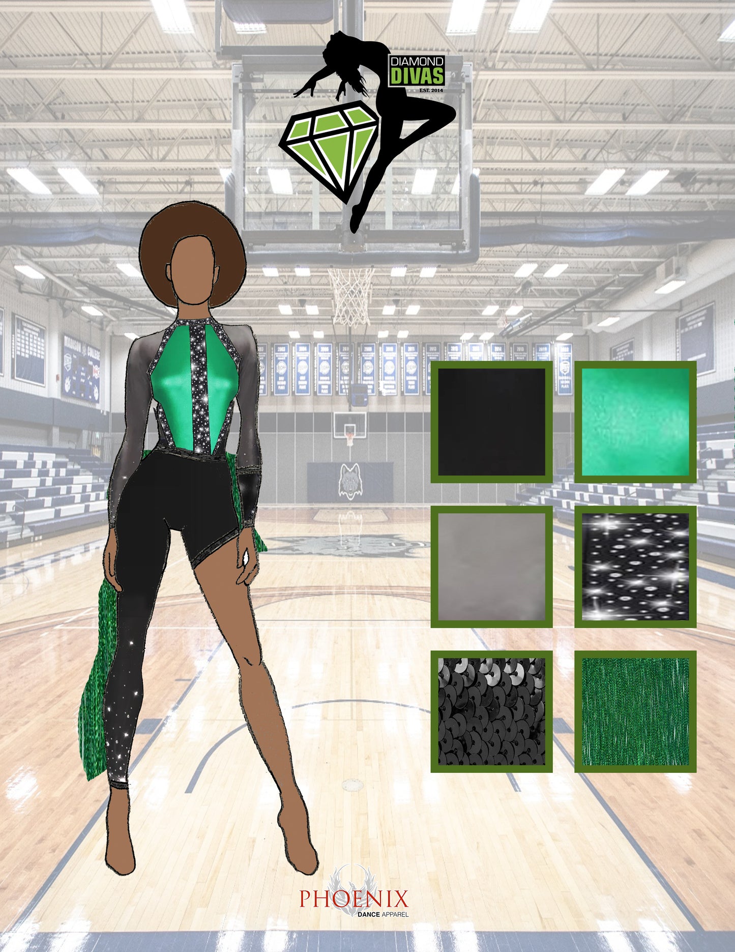 Diamond Divas Team Performance Uniform Green/Black
