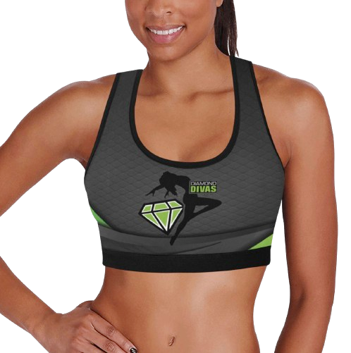 Dimond Divas Green Sports Bra