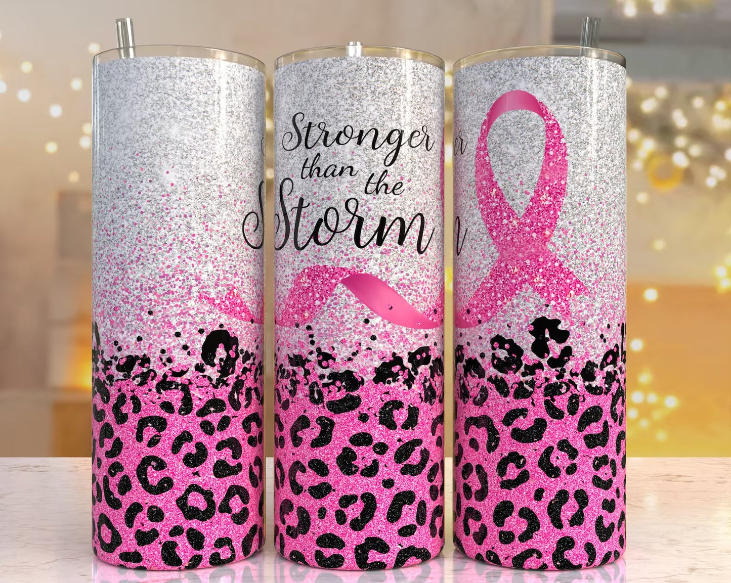 Stronger Than The Storm Breast Cancer Tumbler