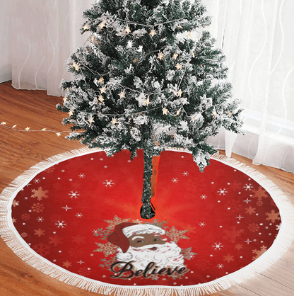 Custom Thick Fringe Christmas Tree Skirt 36"x36"