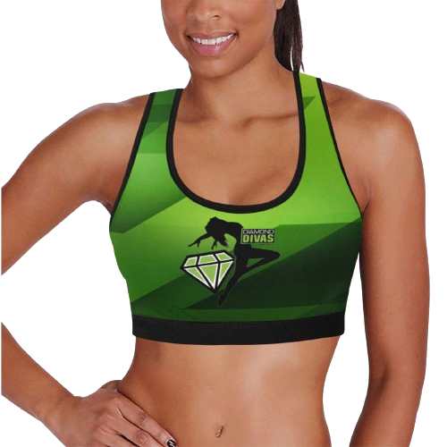 Dimond Divas Green Sports Bra
