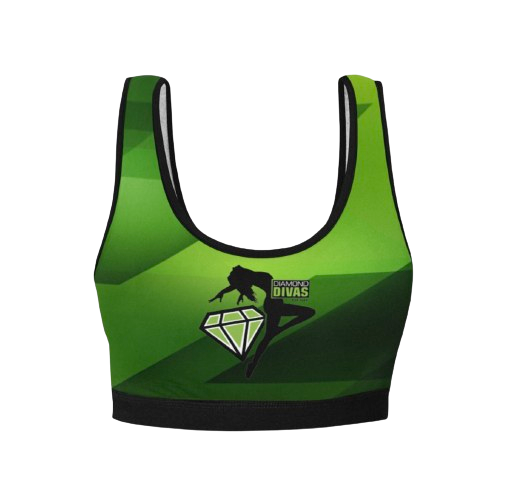 Dimond Divas Green Sports Bra