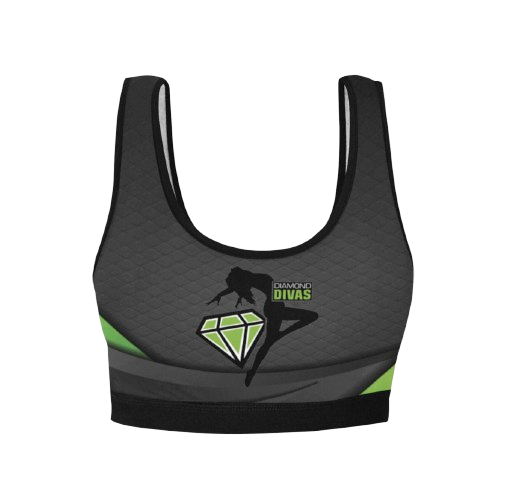 Dimond Divas Green Sports Bra